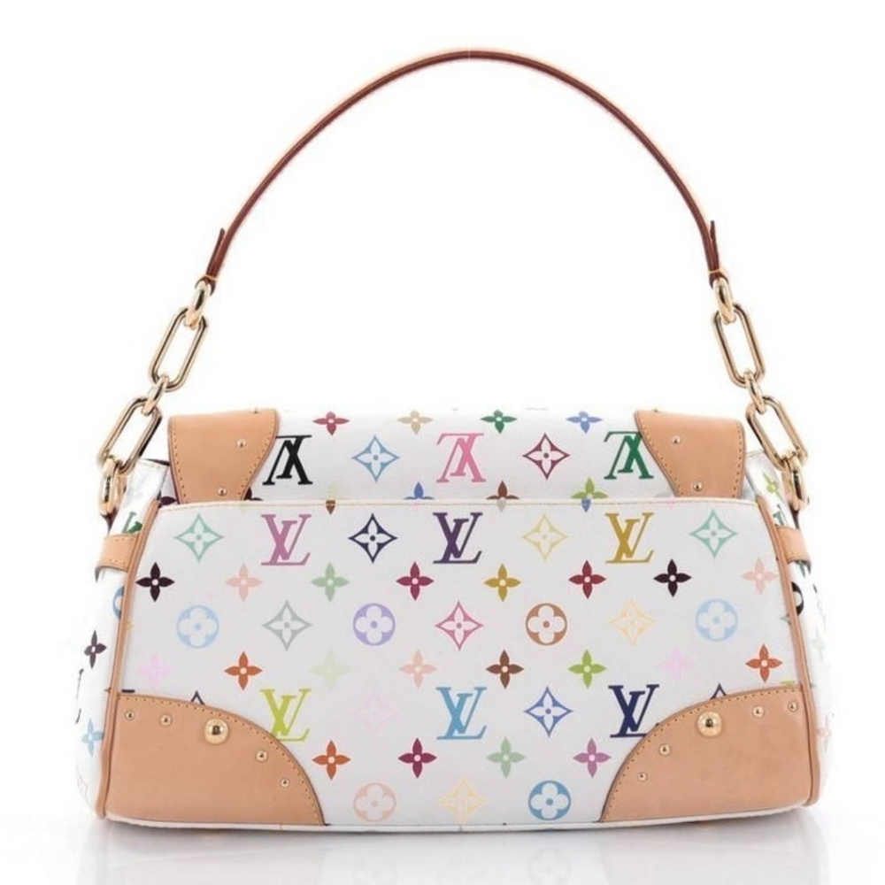 Rare! Louis Vuitton LV X Takashi BEVERLY White Multicolor Monogram Bag Blanco MM - Picture 3 of 16